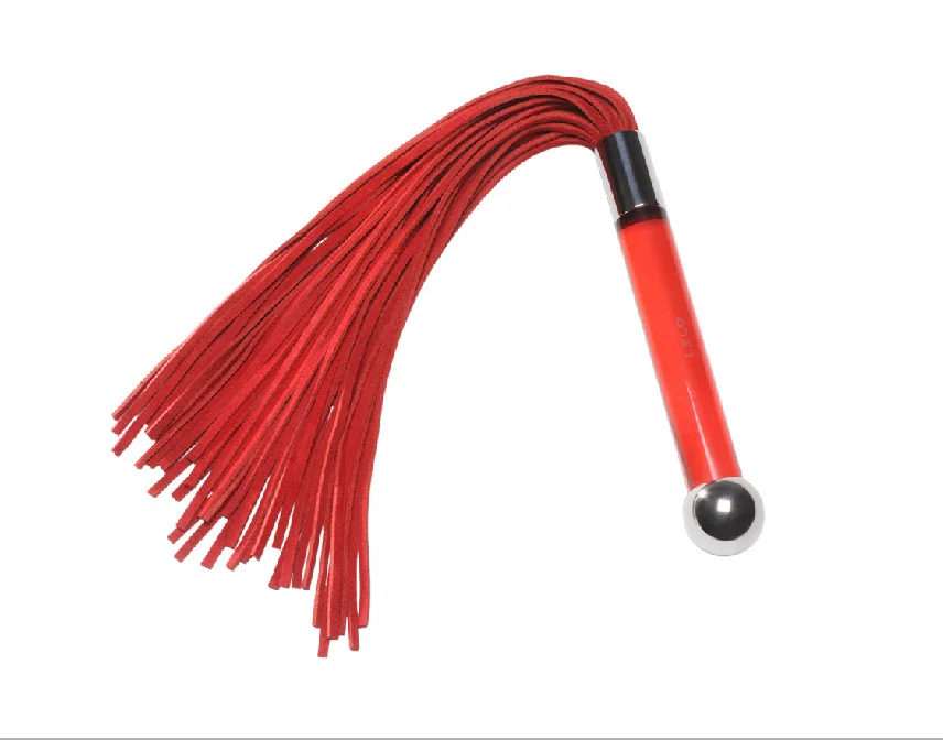 Black and Red Suede leather handler and Suede leather tails whip flogger 