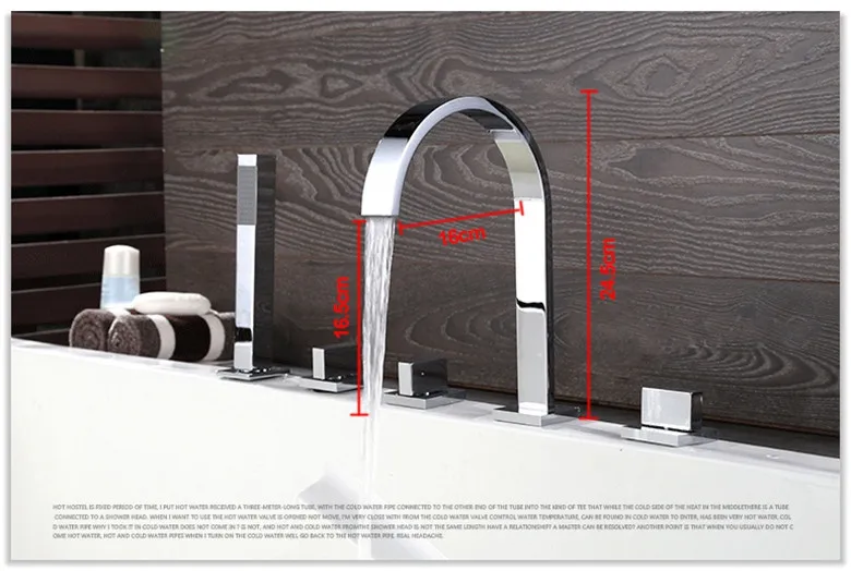Смесители для ванны, 5 шт., смеситель для ванны, ванна квадратная, 5 отверстий, кран для горячей и холодной воды с ручным душевым хромированным покрытием EL7911