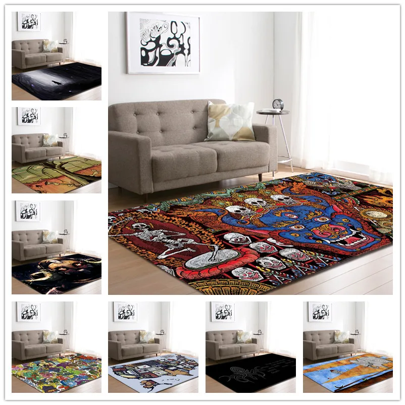 

Nordic Halloween 3D Skull Ghost Area Rugs Horror Pumpkin Party Decor Carpets for Living Room Carpet Flannel Child Room Game Mats