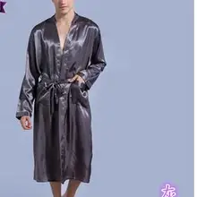 30 шт/партия Federal Express быстро с длинными рукавами китайский v-образным вырезом атласные халаты платье Новое мужское кимоно халат пижама из искусственного шелка ночное белье