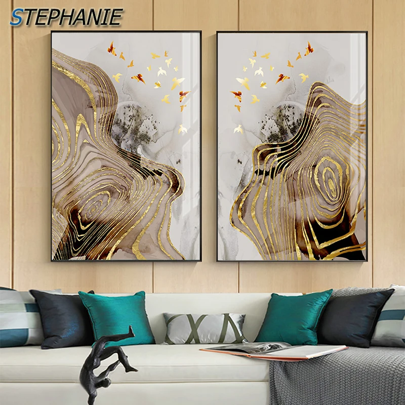 

Japanese Tree Deer Wall Art Picture Abstract Golden Ring Canvas Art Modern Tableaux Cuadro for Living Room Luxury Poster n Print