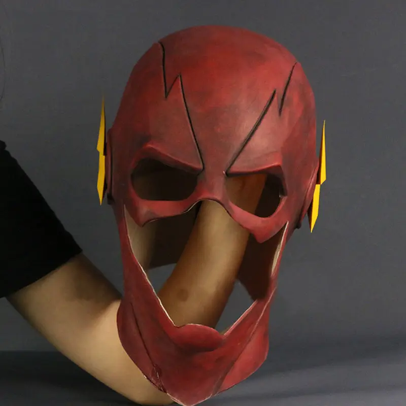 Флэш-Маска DC Барри Аллен костюмная маска косплей реквизит Хэллоуин Красный Полный голова Латекс Вечерние Маски для взрослых