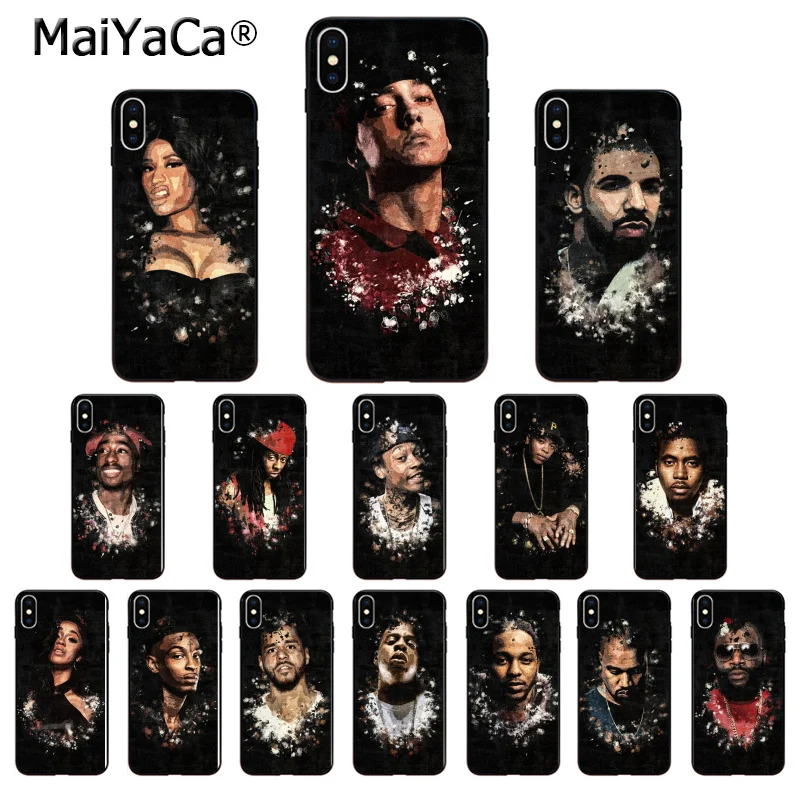 MaiYaCa Rap Superstars Rapper 2Pac Cardi B Nicki Minaj мягкий чехол для телефона из ТПУ Apple iPhone 8 7 6 6S Plus X XS