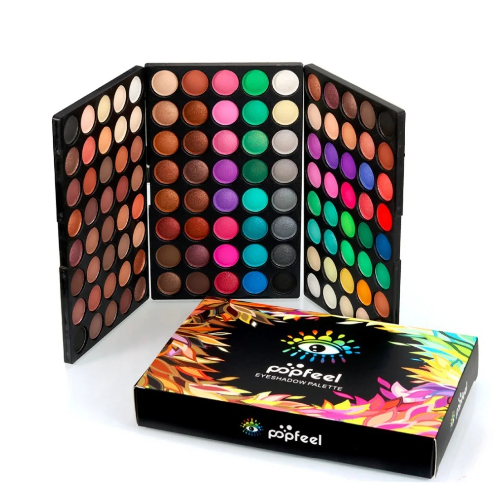 

Popfeel Three Layers 120 Colors Eyeshadow Palette Professional Eyes Makeup Matte Shimmer Highlighter Eye Shadow Cosmetics Tools