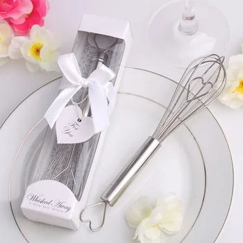 

100pcs Stainless Steel Heart Shape Hand Whisk Egg Beater party supplies wedding gifts for guests wedding favors wen4554