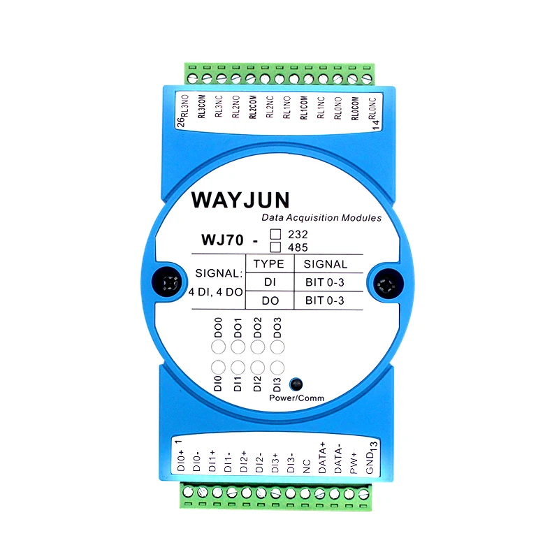 WAYJUN WJ70 четырехходовой DI четырехходовой реле Выход RS-485/232 изоляции данных приобретение модуль дистанционного ввода/вывода