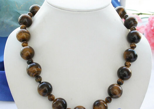 

FREE SHIPPING>>>@@ > N2830 HUGE 20" 18MM YELLOW ROUND TIGER'S-EYE bead NECKLACE