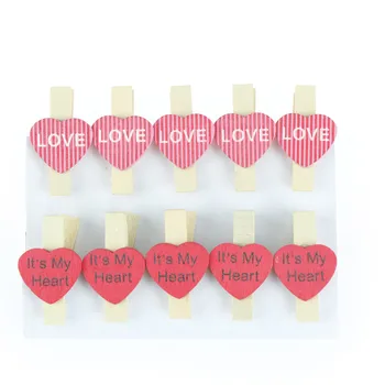 

10Pcs/lot Wooden Love Heart Design Photo Clip Clothespin Picture Craft Clips DIY Clothes Paper Peg Stationery Decoration