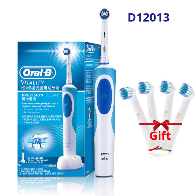 B 2D Electric Toothbrush Rechargable Adult's Daily Teeth Clean 3D White Cross Action Soft Bristle Tooth Brush Head as Gift