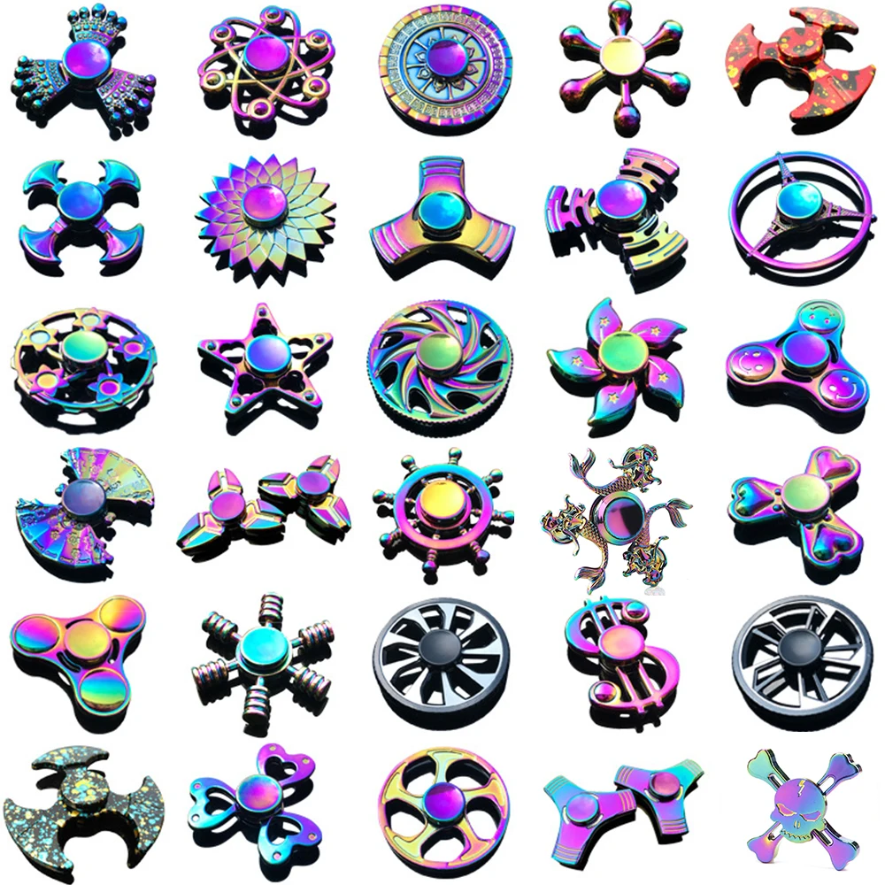 

Fidget Spinner Hand Spinner EDC Metal Rainbow Spiner Anti-Anxiety Toy for Spinners Focus Relieves Stress Adhd Finger Spinner E