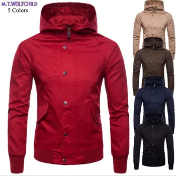 

Good quality 2018 Autumn Mens new long sleeve hooded clothing coats casual mens zipper jackets fashion mens outerwear 5 Colors