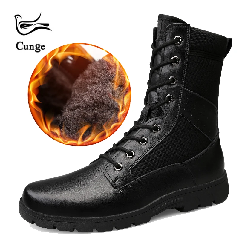Cunge الرجال العسكرية التكتيكية الشتاء الدافئة أحذية المشي في الهواء الطلق أحذية الجيش خفيفة الوزن الرحلات الصيد الأحذية الجبلية المشي الأحذي...