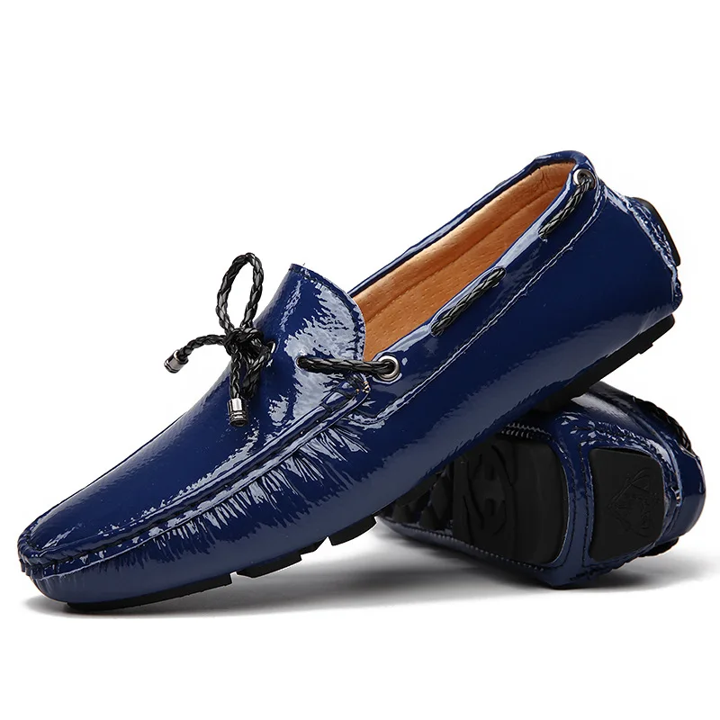 TANTU/Удобная Кожаная обувь ручной работы; повседневная мужская обувь на плоской подошве; дизайнерская обувь для водителя; мужская кожаная обувь с мягкой подошвой; размеры 39-44 - Цвет: Синий