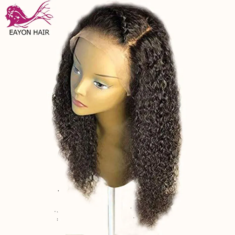 EAYON вьющиеся 13x6 Синтетические волосы на кружеве парики из натуральных волос на кружевной предварительно с детскими волосами бразильский