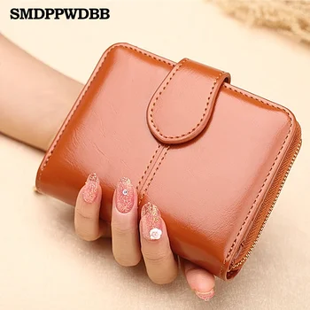 

2018 New Wallet Female Small Women Wallet Short Wallet Quality Coin Purse Women Button Purse Quality Flower Hardware