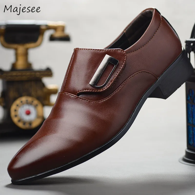 Men's Dress Shoes Slip-on Trendy Classic All-match Breathable Non-slip Men British Style High Quality Soft Bottom Party Simple