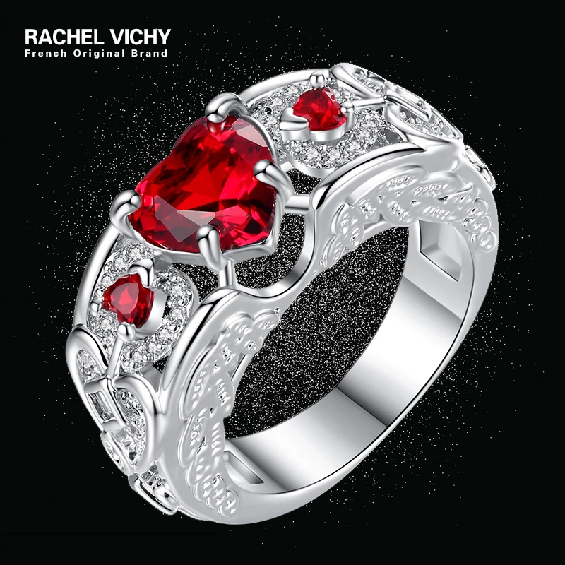 Женское Обручальное Кольцо RACHEL VICHY красное кольцо в форме сердца ювелирное