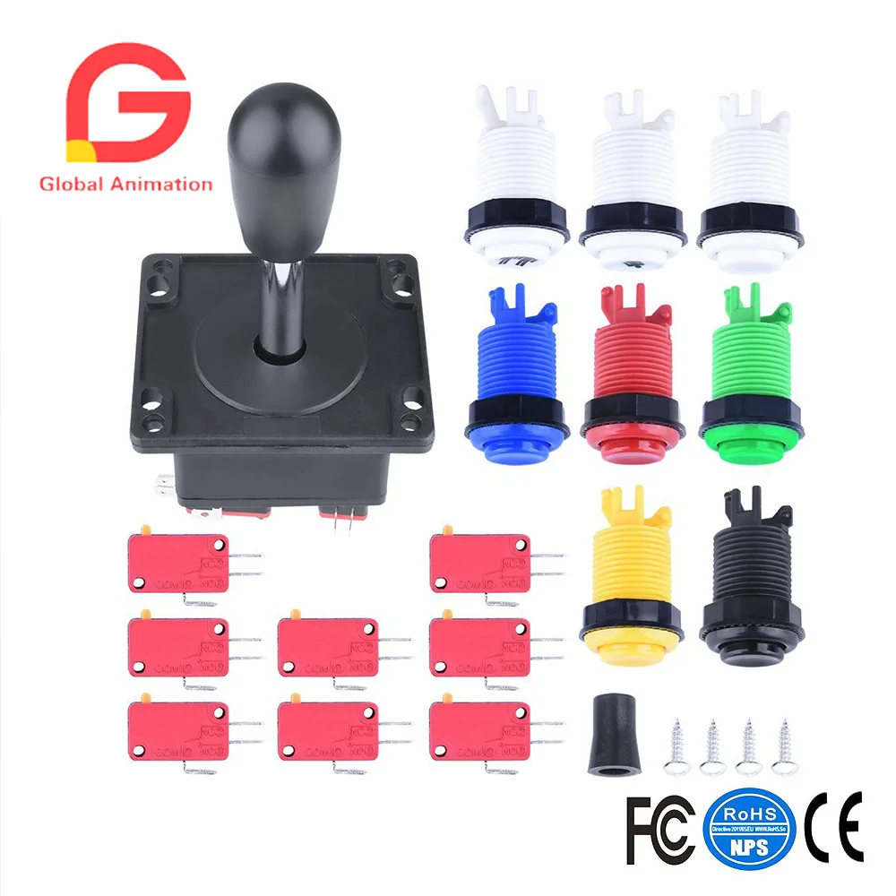 

Arcade Parts Bundles Kit,Longruner Arcade Accessories Kit With 1 Joystick,8 Push Buttons (1P/2P Buttons&6pcs Buttons) For Arcade