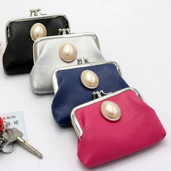 

PU Leather Mini Coin Purse For Womens Kiss Lock Female Wallet Hasp Bag Lady Change Purse 12*9cm