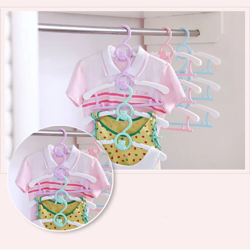 Kub 5 Pink Kids Plastic Adjustable Clothes Hangers(Child Clothing Hanger)