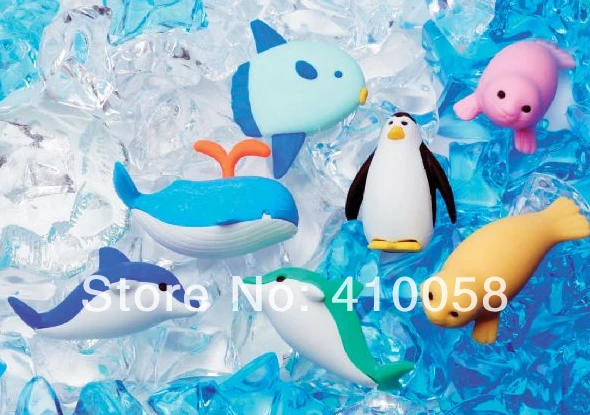 

New Arrival Free Shipping Fantastic cute Sea Animal Party Eraser Set ,Promotion School Stationery Eraser,40 pieces per Lot