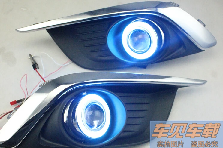 

top quality COB angel eye E13 projector lens fog lamp 5 colors led daytime running light for chevrolet aveo sonic 2014, one pair