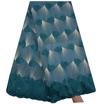 

African Dry Lace Fabric With Stones Nigerian Wedding Embroidered Swiss Voile Lace Fabric For Bridal A1246