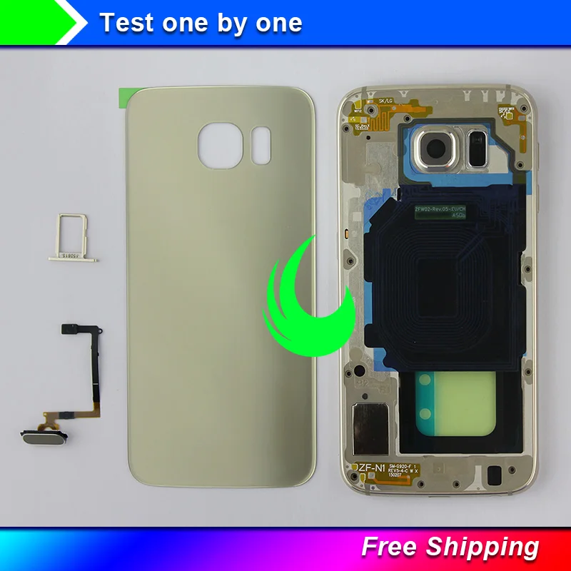 

Original Full Housing Middle Frame+Back Battery Cover Rear Door+Home Button Flex+SIM/SD Holder Tray For Samsung Galaxy S6 G920F