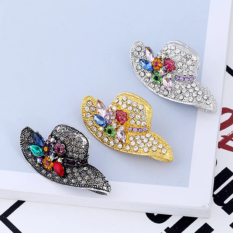 Hat Brooch Pin Crystal Rhinestone High Quality Luxury Women Fashion