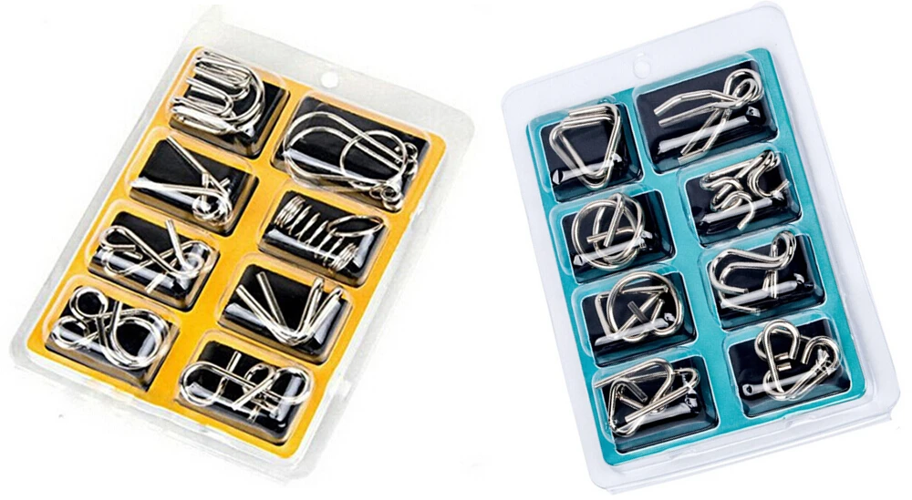 8PCS/Set Metal Puzzle IQ Wire Brain Teaser Game for Children Adults