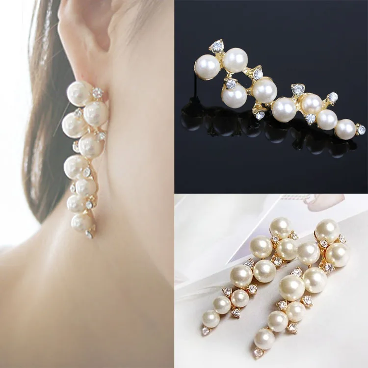 

long Grape Earrings Natural Pearl Grape string Manual Fashion Earrings for Women Charm Christmas Gift