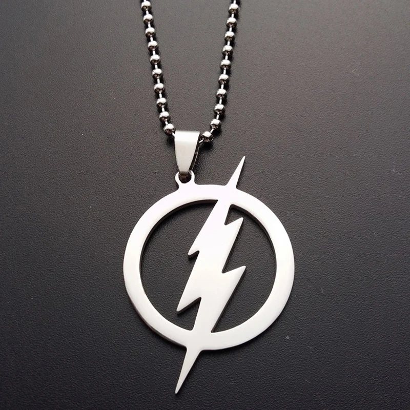 

1PC Silver Color Cool Boy Lightning Pendants Stainless Steel Mans Chain Necklace Leather Choker Charm Women Jewelry Gift N35