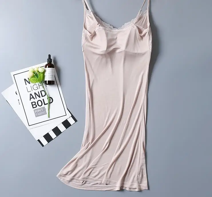 100% Silk Knit Full Slip with Pad Sleepwear Chemise Adjustable Strap SG329 100% Silk Knit Full Slip with Pad Sleepwear Chemise Adjustable Strap SG329