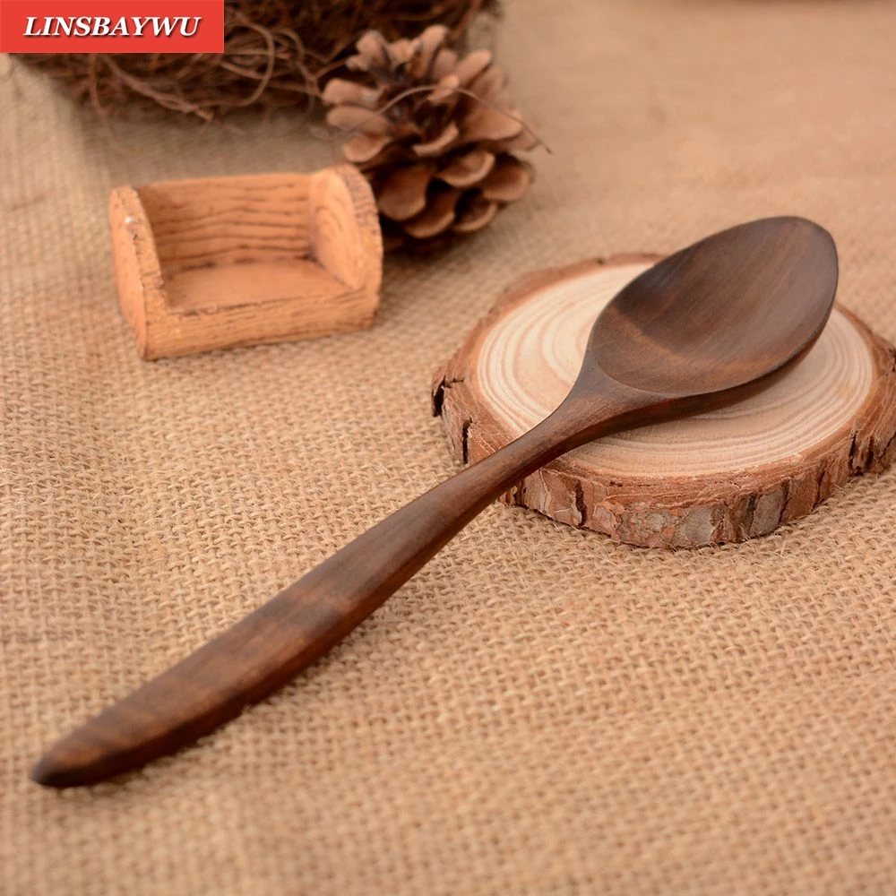

18cm High Quality Natural Wood Spoon Kitchen Accessories Eco-Friendly Tableware Dining Soup Tea Honey Coffee Spoon
