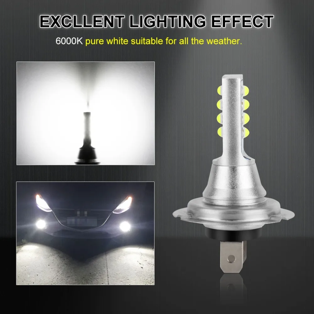 2 шт. H7 светодиодный лампы Супер яркий 12 3535SMD Противотуманные фары автомобиля 12V 24V