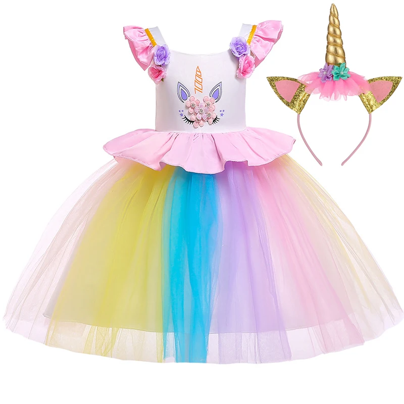 Baby Girls Unicorn Dress - Princess Dress for Kids - Girls Costume for Wedding Party - Ball Gown - Children Clothing (1, 2, 5 Year) image 2
