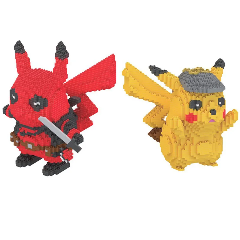 

Mini Pikachu Detective Deadpool Cosplay Block Set Diy cartoon Building Brick Toy For Children