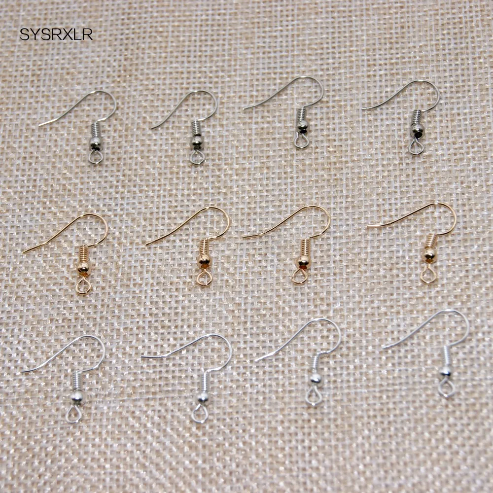 

Wholesale high quality 100 pcs Gold Silver Gun Black Plated Ear Wire Hooks 18x19mm hooks findings pin materials jewelry making
