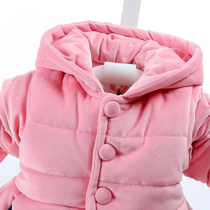 Новинка года, зимние комплекты одежды для маленьких девочек, плотное теплое пальто с хлопковой подкладкой+ штаны удобный теплый зимний костюм из 2 предметов для маленьких девочек