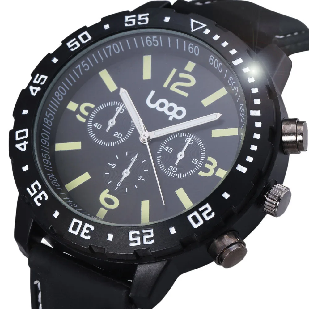 Модные мужские кварцевые часы Deco Sub Dials люминесцентные стрелки Хронограф