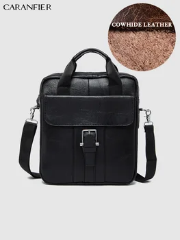 

CARANFIER Mens Travel Bags Genuine Cowhide Leather Casual Shoulder Messenger Bag Top Quality Male Crossbody Bags Zipper Handbags