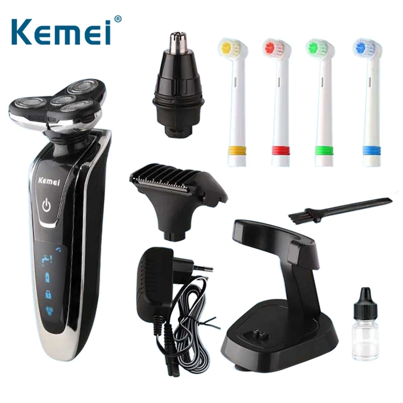 

Kemei 5181 4 in 1 3D Floating Rechargeable Electric Shaver 4 Blades Washable Electric Shaving Razors Multifunction Men Face Care