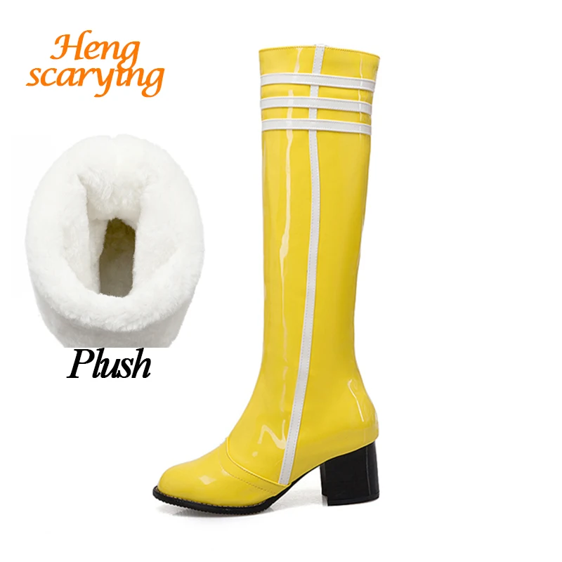 

2018 Women Plus Size Winter Fetish Snow Boots Female Plush Purple Yellow Boots Lady Elegant Flats Bottes Molles Invierno Shoes