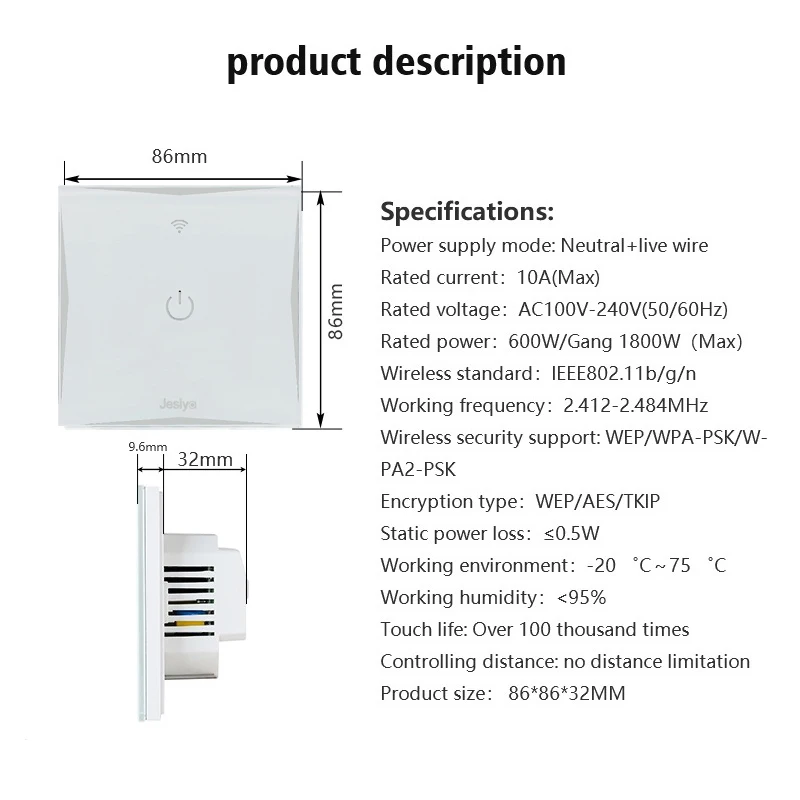 TOBAGO Wi-Fi Smart Touch Switch, водонепроницаемый, огнеупорный для товарных домов, домов, гостиниц, помещений, улицы, ванной комнаты, кухни