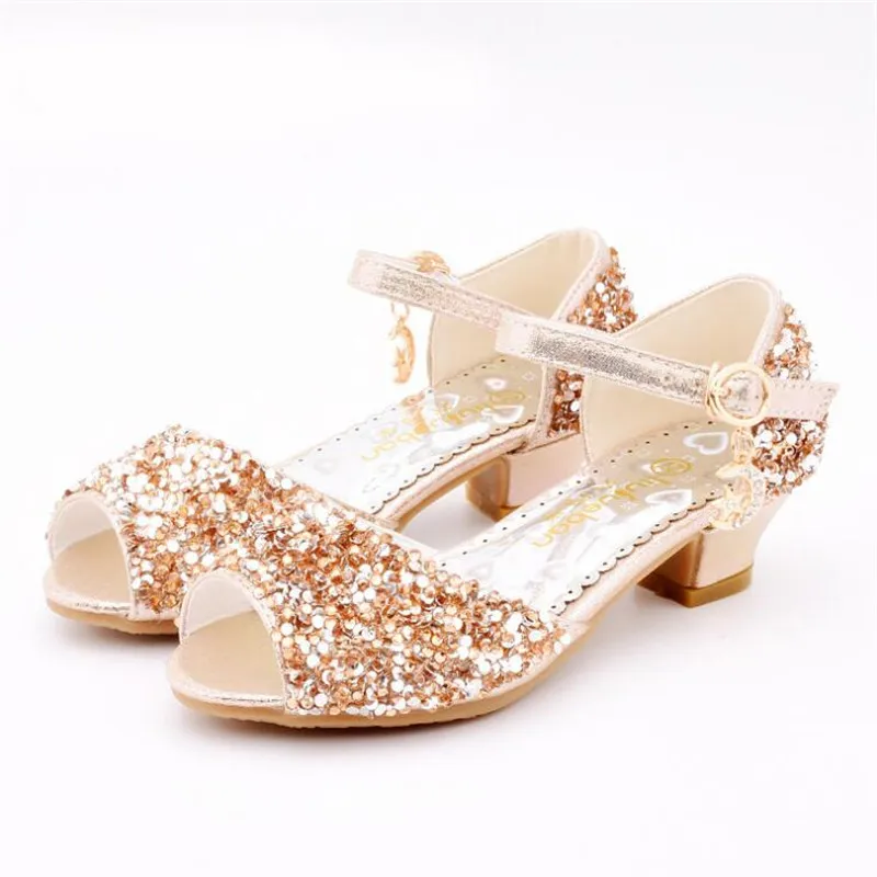 Children girl Princess Glitter Sandals Girls dance Shoes Square high