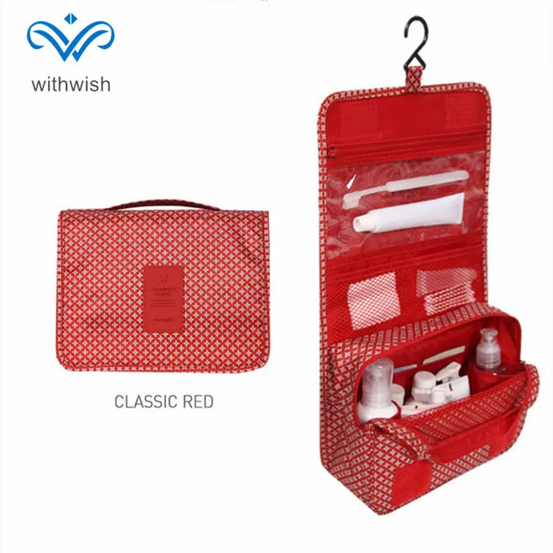 Hanging Style Foldable Toiletry Bags 6 color Printing Polyester