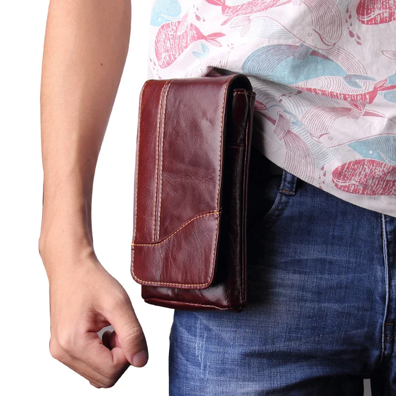 

for AGM X2 SE bag Genuine Cow Leather Mini Casual Men's Waist Belt case For AGM X3 Fashion Universal Phone bags