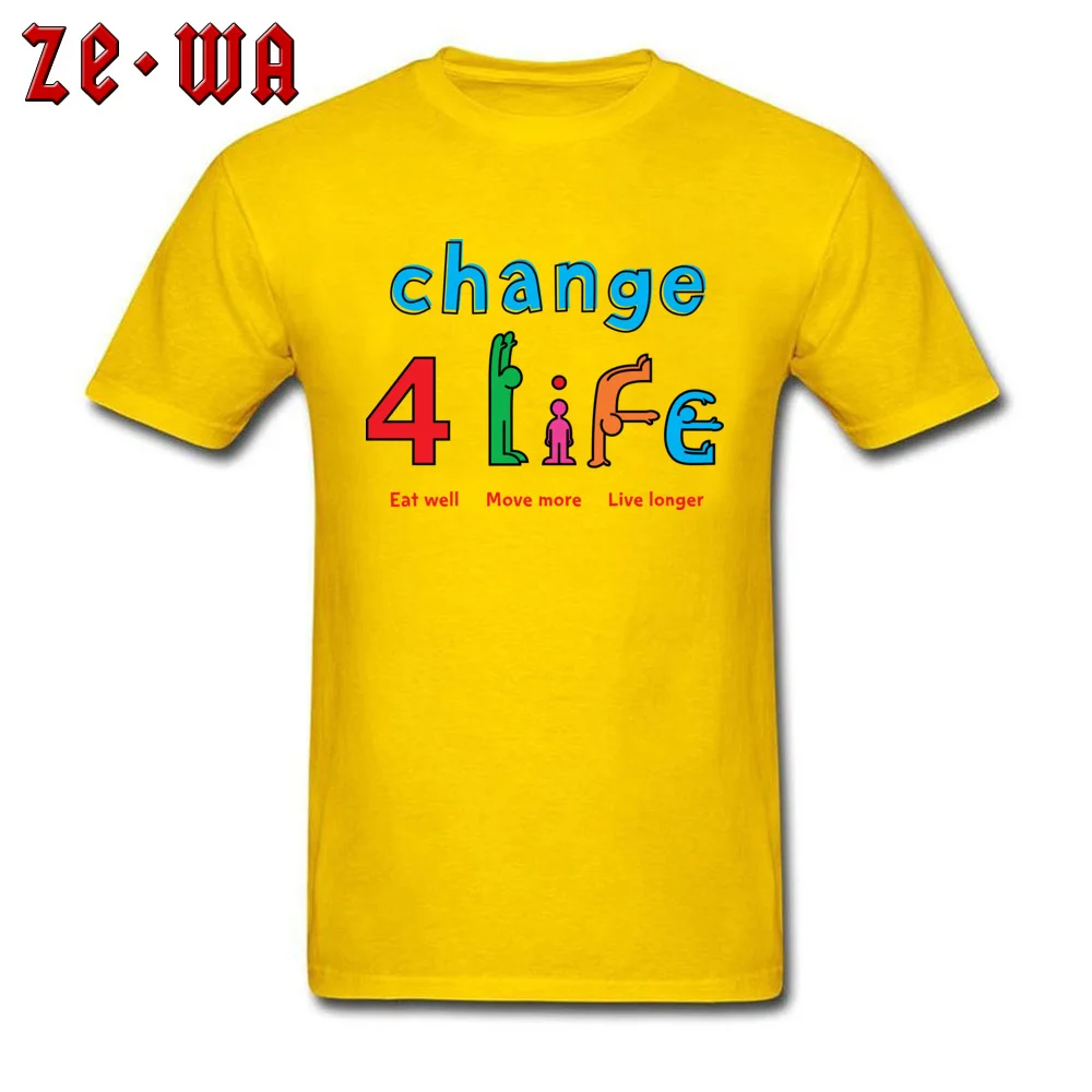 Change 4Life Logo T-shirts Short Sleeve Geek Newest Mens VALENTINE DAY Tops & Tees Geek Tee Shirts Round Neck Pure Cotton Change 4Life Logo  yellow