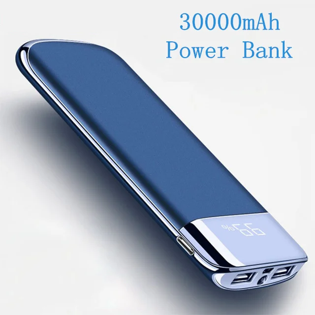 

For Xiaomi MI Note 8 iphone X Power Bank 30000mah External Battery PoverBank 2 USB LED Powerbank Portable Mobile phone Charger