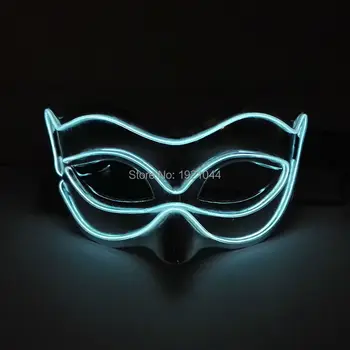 

White EL Wire Mask For birthday decoration Festival Party Supplies Glowing Toy Mask with DC-3V Steady on Driver